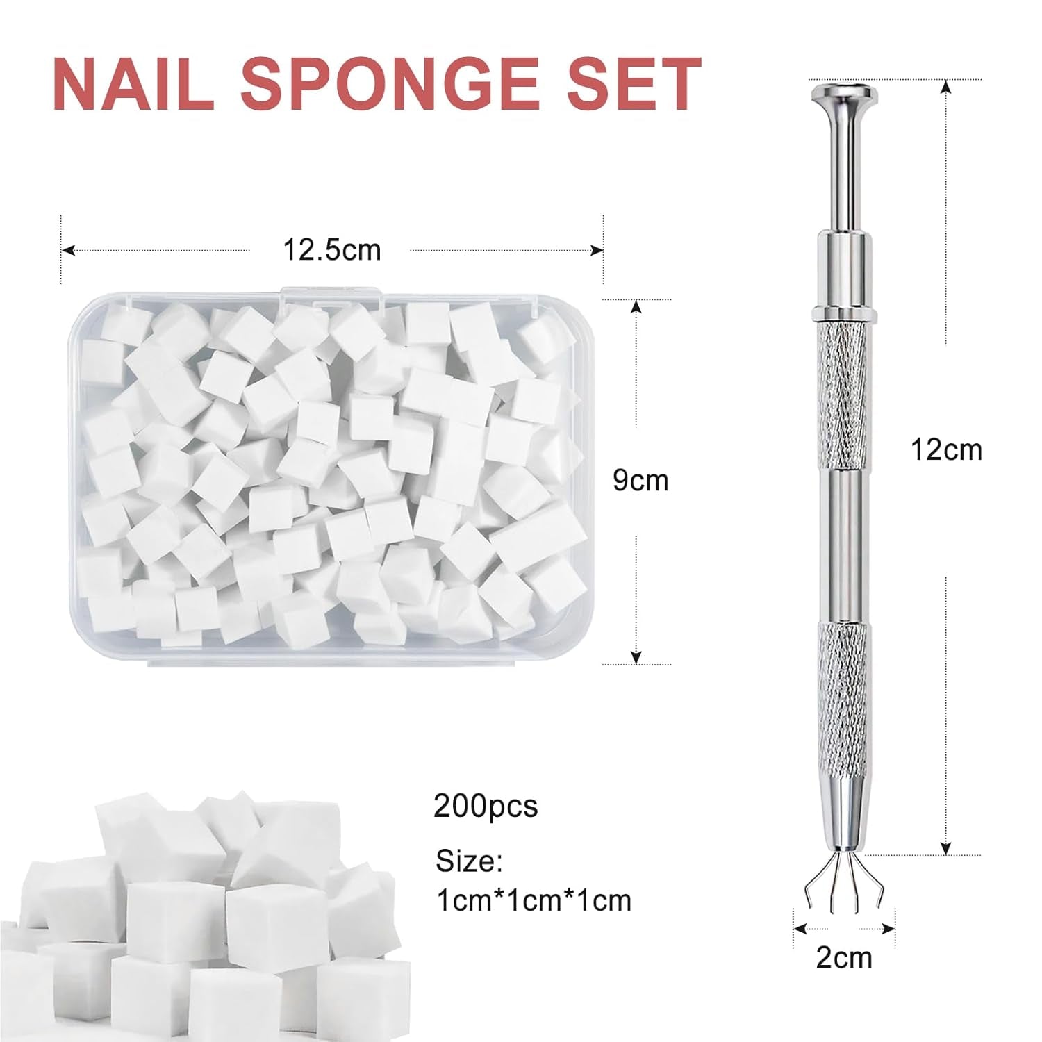 Qufiiry 200 piezas Nail Art Schwämme Mit Metallgreifer, Nagelkunst Schwammpinsel, Maniküre Zubehör Für Nägel, Um Eine Varavländ Von Gradient Nail Art Patterns para crear (blanco)