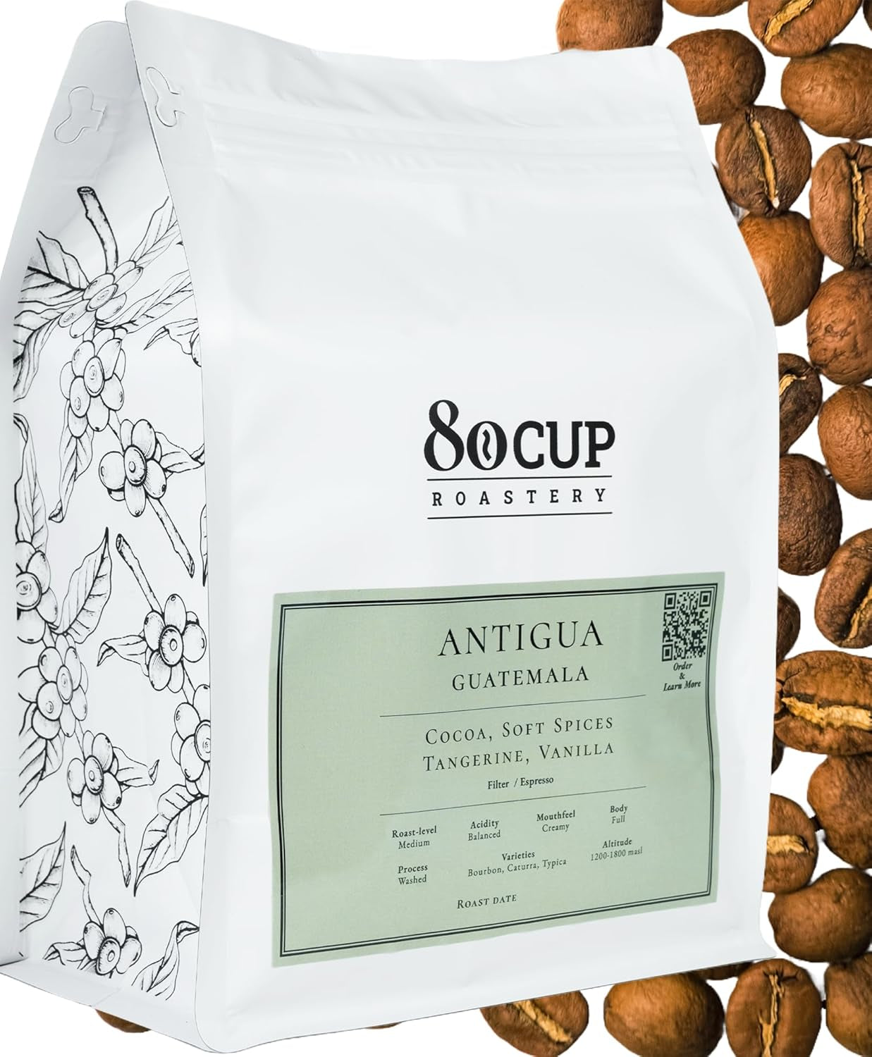 Tostado después del pedido ~ Granos de café especiales más frescos | Asador de 80 COPAS | Guatemala Antigua, Origen único(1kg) Spezialitäten Kaffeebohnen, Frisch Geröstet