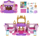 Mattel Disney Princess Playset Transformable Carruaje al Castillo con Muñeca Little Aurora, 3 Niveles, 6 Áreas de Juego, 4 Figuras, Muebles y Accesorios HWX17 Muñecas Naty Shop Multicolor