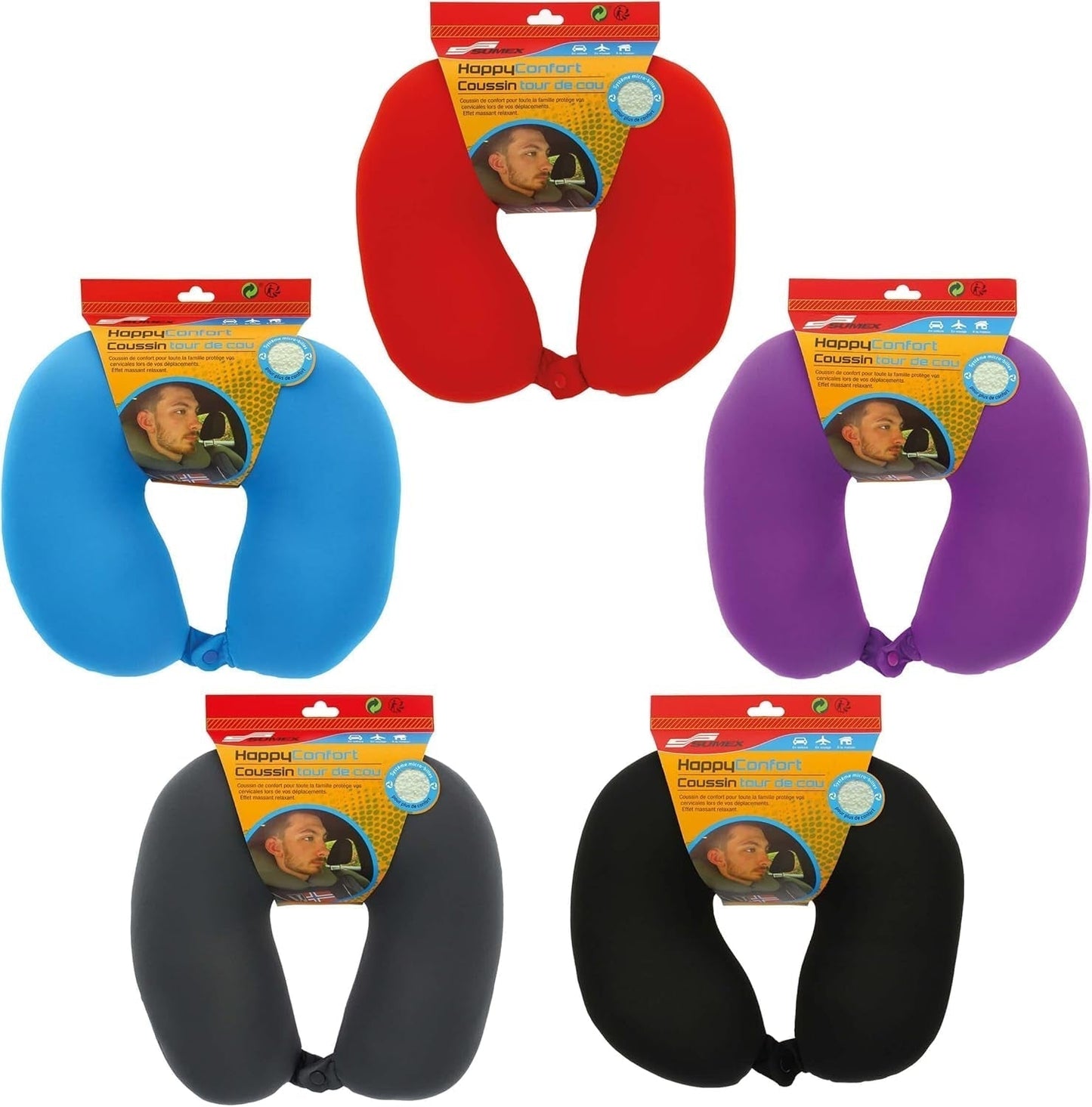 Sumex Almohada de Viaje Almohada Cervical para Niños y Adultos En Forma de U Ultra Suave Lavable Ideal para Viajes Rojo Almohadas de Viaje Naty Shop