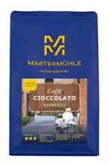 Granos de espresso Martermühle Cioccolato 500g Fuerte | Arábica/Robusta | Sabores: Nueces de macadamia, chocolate con leche | Granos de espresso enteros ligeramente tostados, baja acidez