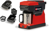 Cafetera espresso inalámbrica Einhell TE-CF 18 Li-Solo Power X-Change (18 V, depósito de agua de 240 ml, para café filtrado y cápsulas de café, asa de transporte, incl. taza de café con tapa, sin batería)