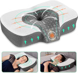 Elviros Almohada Ortopédica Viscoelástica, Almohada para Dolor De Cuello, Almohada para Dormir, Almohada Ergonómica para El Cuello, Almohada De Soporte Para El Cuello, Almohada Antironquidos Para Dormir De Lado, Dormir Boca Abajo, Almohadas Ortopédicas Cervicales Blancas Naty Shop Blanco 60 X 38,6 X 9,9/13,5 Cm