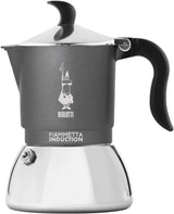 Bialetti Fiammetta Cafetera de inducción, 2 tazas (100 ml), apta para todo tipo de fuegos, diseño elegante, negra
