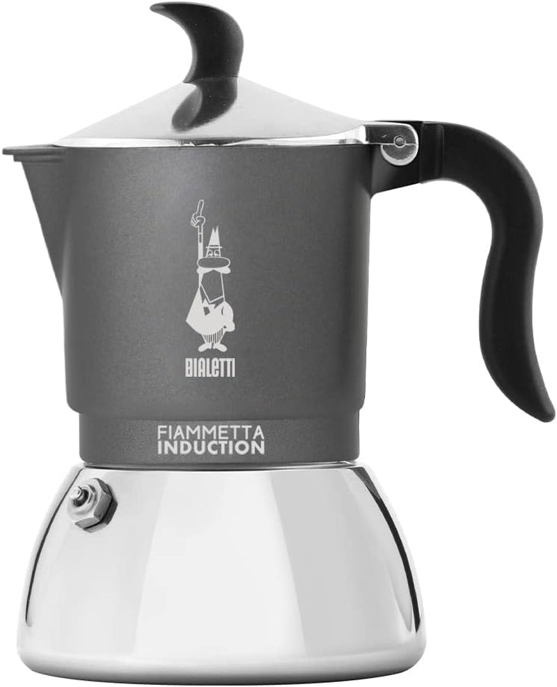 Bialetti Fiammetta Cafetera de inducción, 2 tazas (100 ml), apta para todo tipo de fuegos, diseño elegante, negra