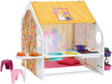 BABY born Dollhouse, Weekend House con función de luz y sonido, paneles laterales abatibles, fregadero, parrilla y muchos accesorios, 832752, Zapf Creation