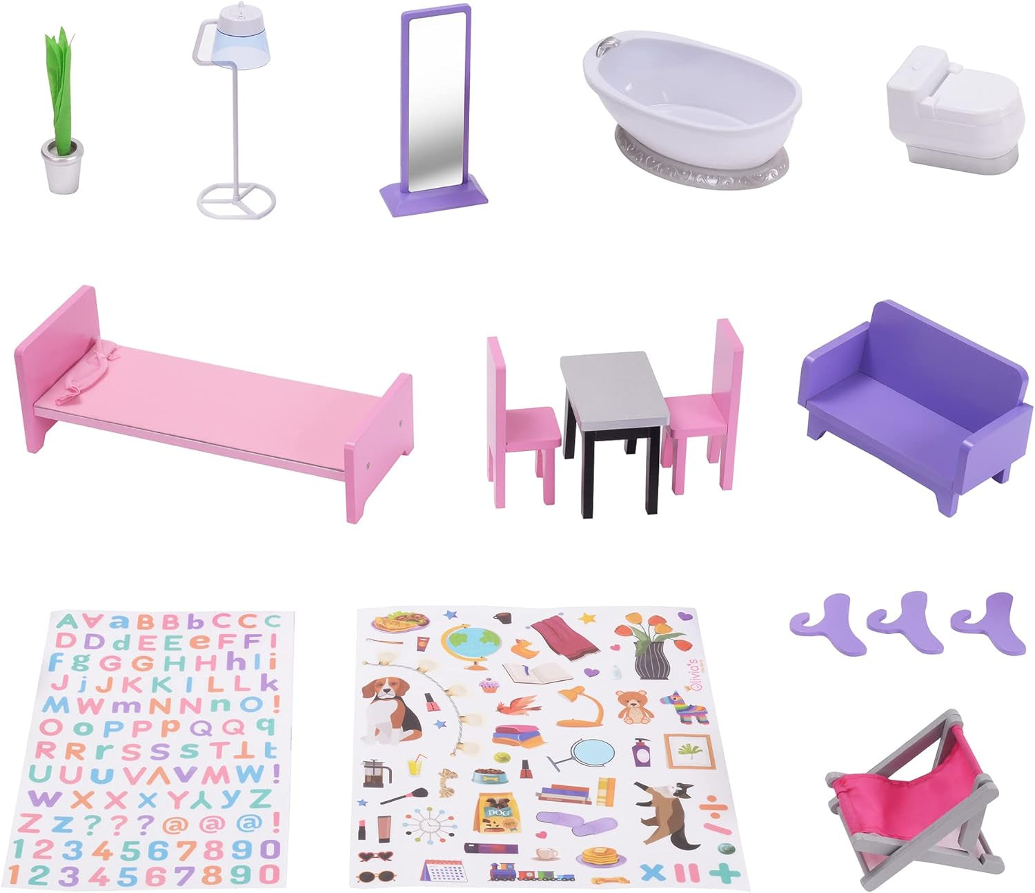 Olivia's Little World Big Dreamland Sunset Casa de muñecas interactiva de madera contemporánea de 3 pisos para niños con 16 accesorios para muebles de muñecas Multicolor TD-13616A