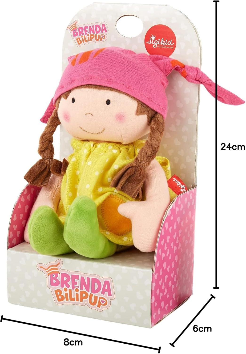 SIGIKID 39411 Muñeca Niña Suave y Pequeña, Juguete para Bebé, Recomendado A Partir de 6 Meses, Amarillo