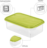 Rotho Rondo Tarro de conservación de alimentos 1,5l con tapa, Plástico libre de BPA (PP), transparente/verde, 1,5l (24,0 x 16,0 x 7,5 cm) Cajas de conservación de alimentos Naty Shop