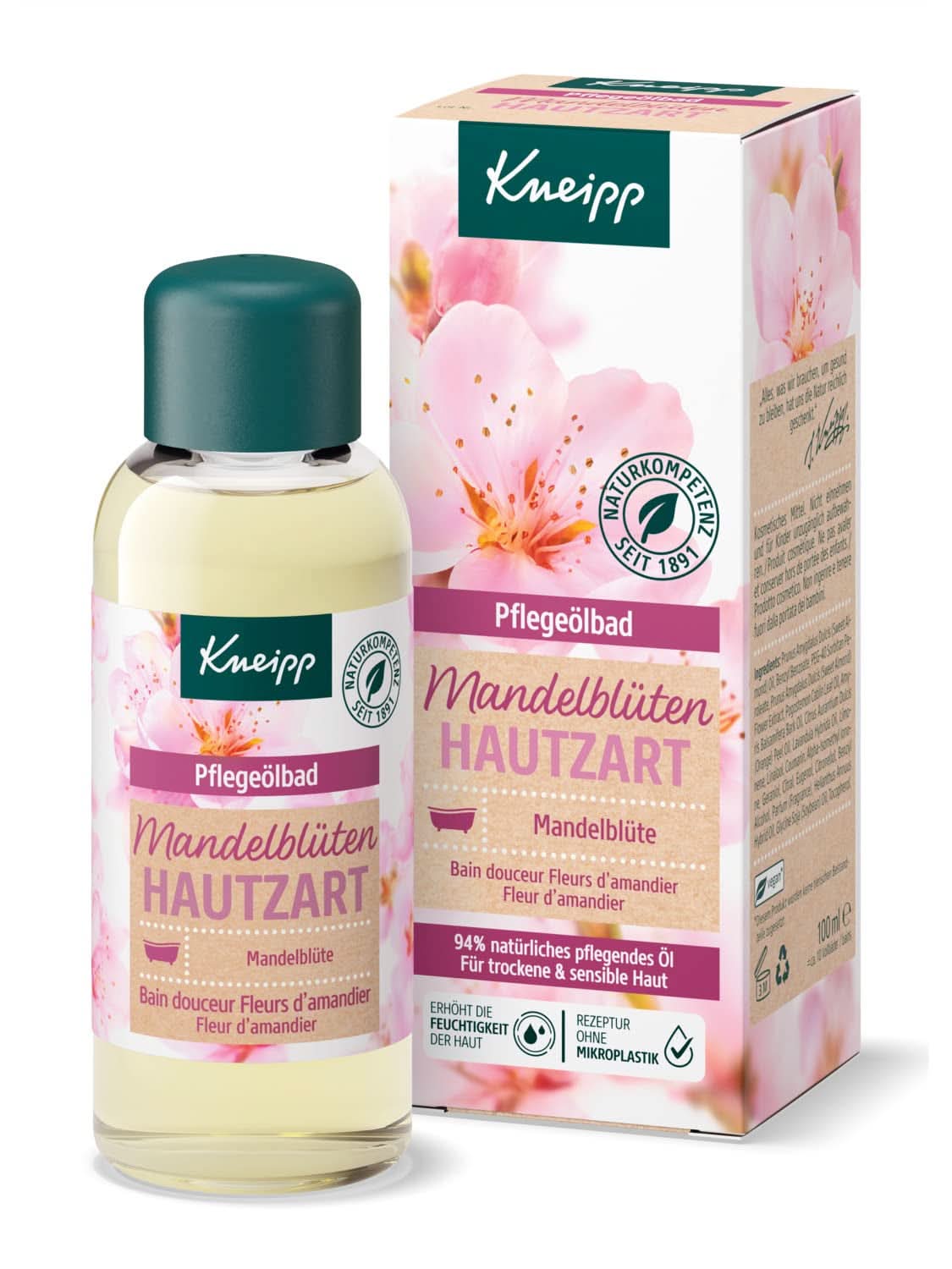 Kneipp, aceite de baño, con 94% de aceite puro de almendras, para pieles secas y sensibles - 100 ml Ducha y baño Naty Shop