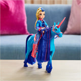 Unicorn River Unicorn Academy - Unicornio Isabel original de 28 cm de alto de la serie de Netflix, con melena y cola reales, brida, silla y cepillo extraíbles, para niños a partir de 4 años
