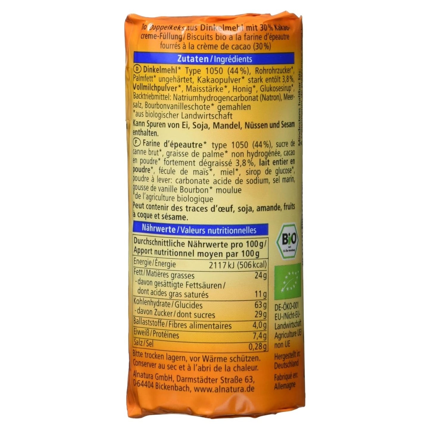 Galletas dobles con espelta ecológica, 90g