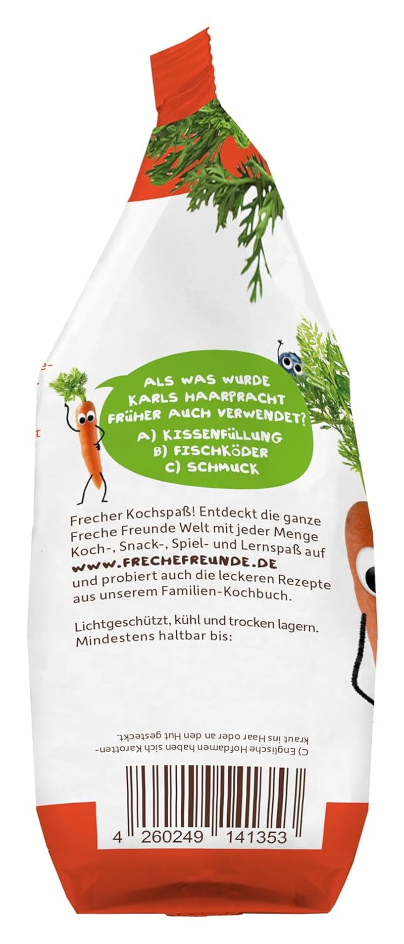 Freche Freunde Fideos Vegetales Orgánicos 'Zanahoria' 25% Contenido Vegetal Vegano Paquete de 6 (6 x 300g)