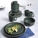 Zuma Juego de cubiertos redondos de 16 piezas, platos, cuencos, tazas y cubiertos, servicio para cuatro (16 piezas), verde