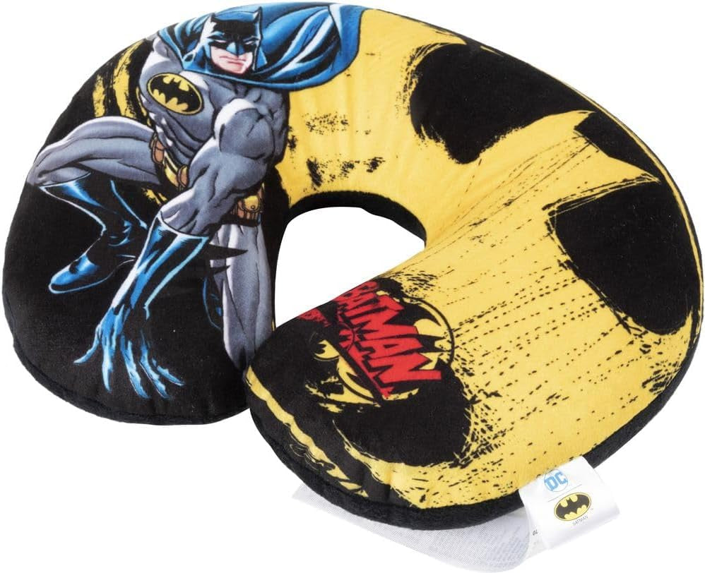DC Comics Cojín Cervical Suave para Viaje en Coche Batman, Seguridad Infantil, Confort, Superhéroe, Hombre Murciélago, Cuscino Da Viaggio Auto, Azul Claro, Talla única, Almohadas de Viaje Naty Shop
