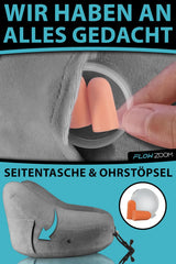 FLOWZOOM AIR Almohada Inflable para el Cuello con Capucha - Almohada para el Cuello de Avión - Almohada de Viaje - Almohada para el Cuello de Viaje Inflable Rápido - Almohada para Avión - Almohada de Viaje - Almohada para el Cuello para Adultos (Gris) Almohadas Ortopédicas Cervicales Naty Shop