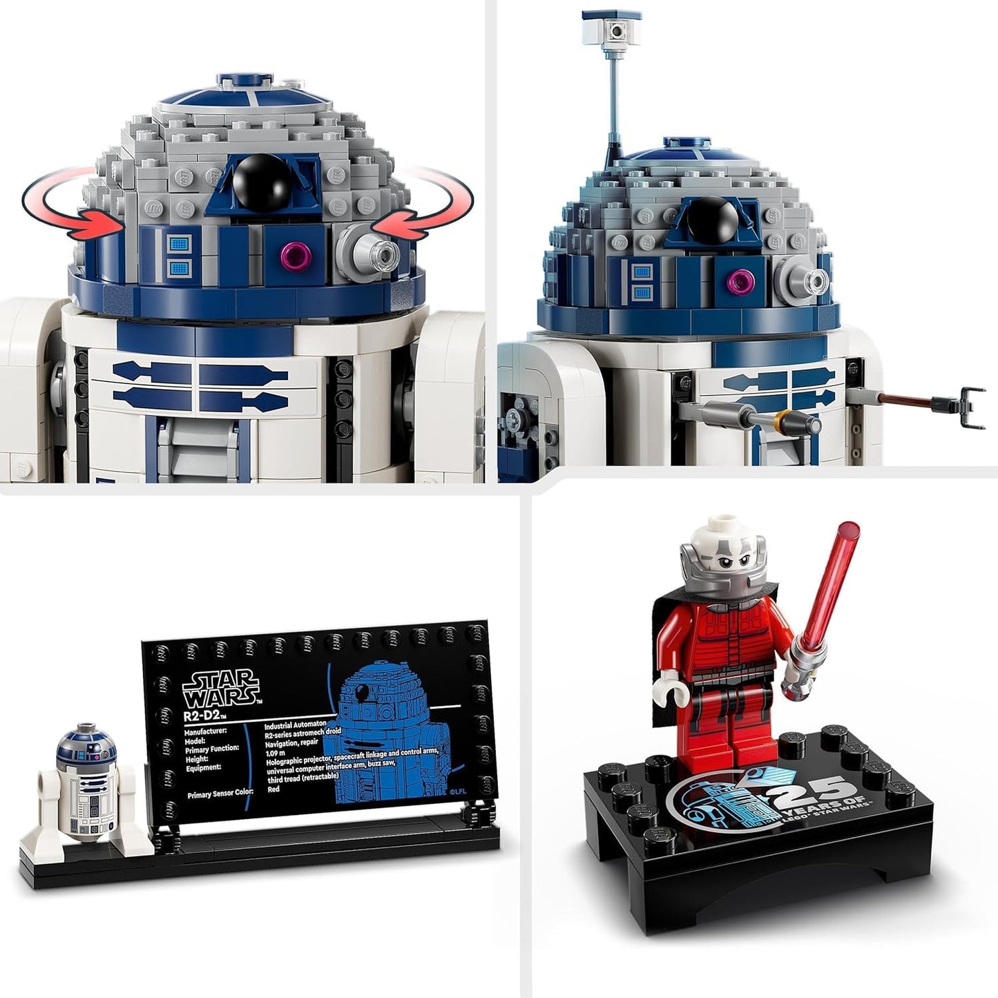 LEGO Star Wars Set de modelos R2-D2 para niños, niños y niñas, figura de droide para construir con minifigura del 25.º aniversario de Darth Malek y placa decorativa, idea de regalo de colección 75379 Juegos de construcción Besuche den LEGO-Store
