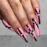 2PCS 5D En Relieve Gótico Punk Nagelsticker, Nagel Sticker Selbstklebend Kreuz Und X-Form Halloween Nagelaufkleber, Nageldesign Zubehör Für Damen Nail Art
