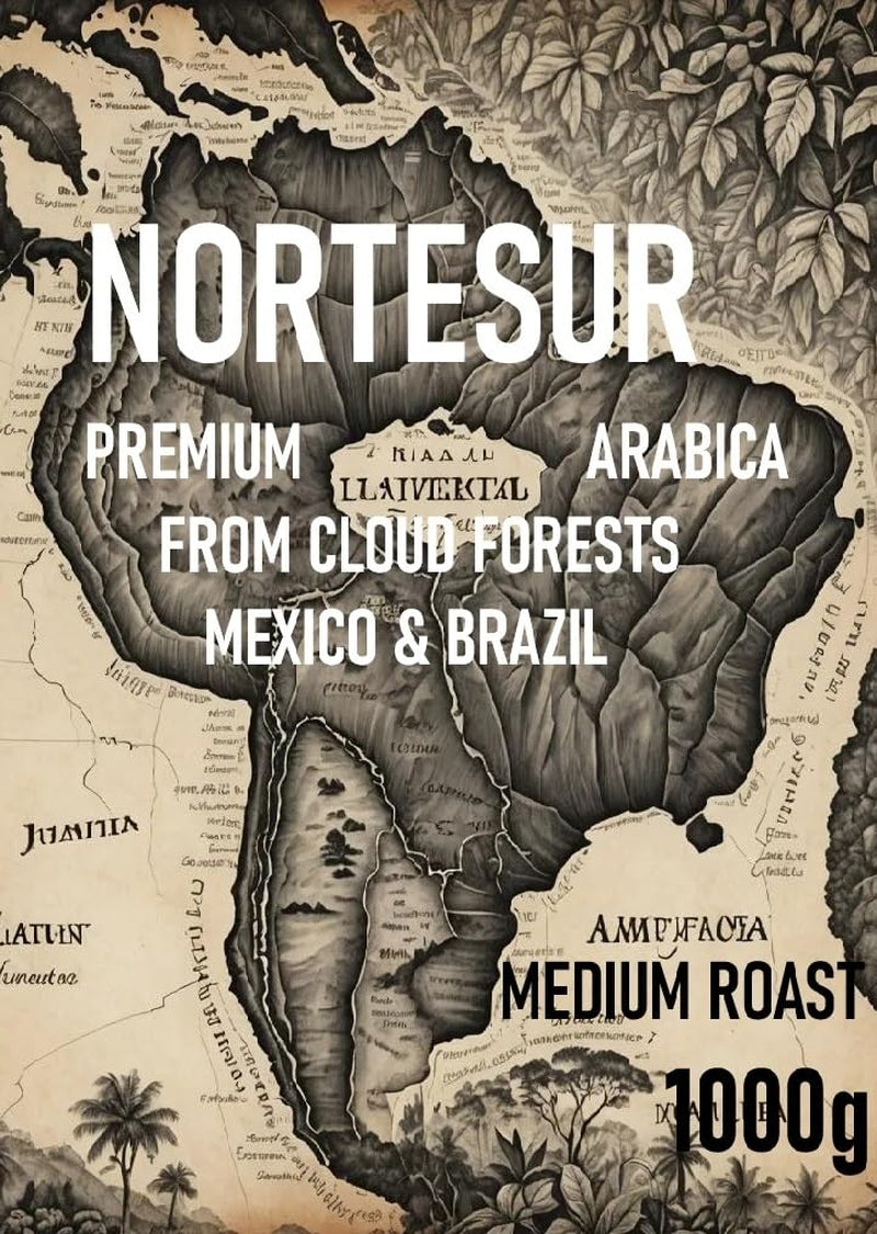 Café Norte Sur, café fuerte para la molienda diaria. 100% Arábica de México y Brasil.