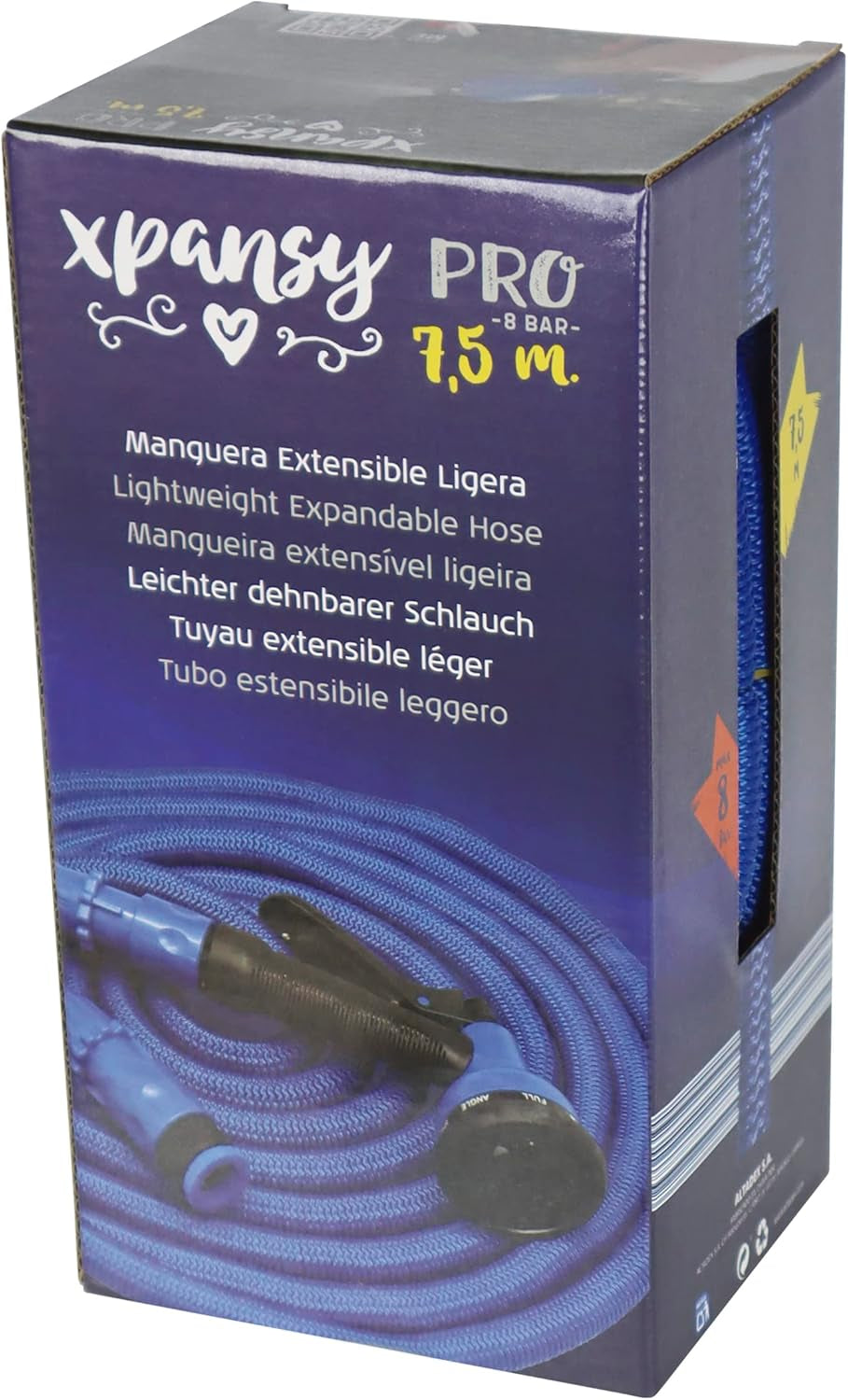 Pro C2607B Manguera Extensible con Presión del Agua, Azul, 7,5 metros