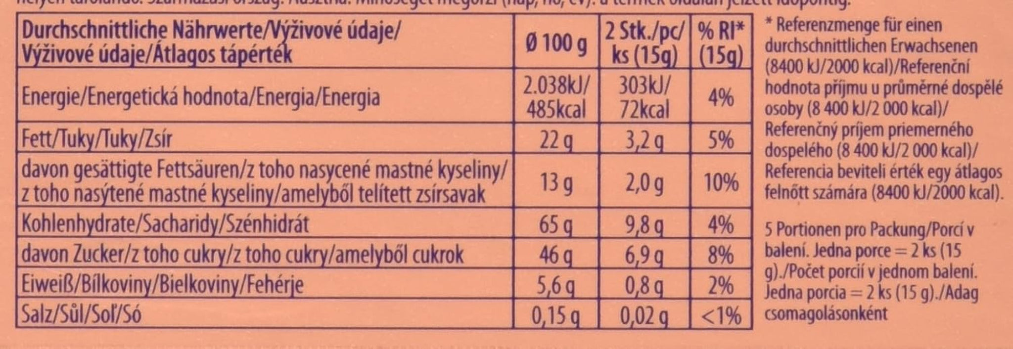 gofres napolitanos, 75 g