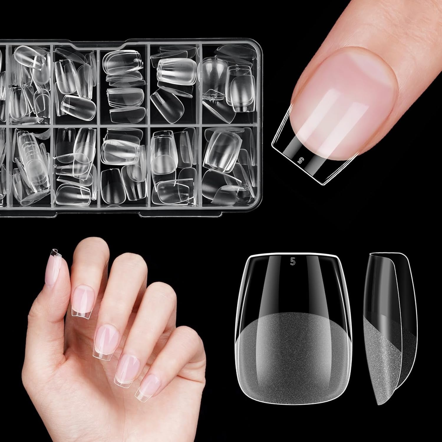 Uñas postizas cortas bailarina 120 Uds pegamento en 12 tamaños uñas artificiales cortas Gel suave cobertura completa puntas de uñas para uñas de Gel cortas S