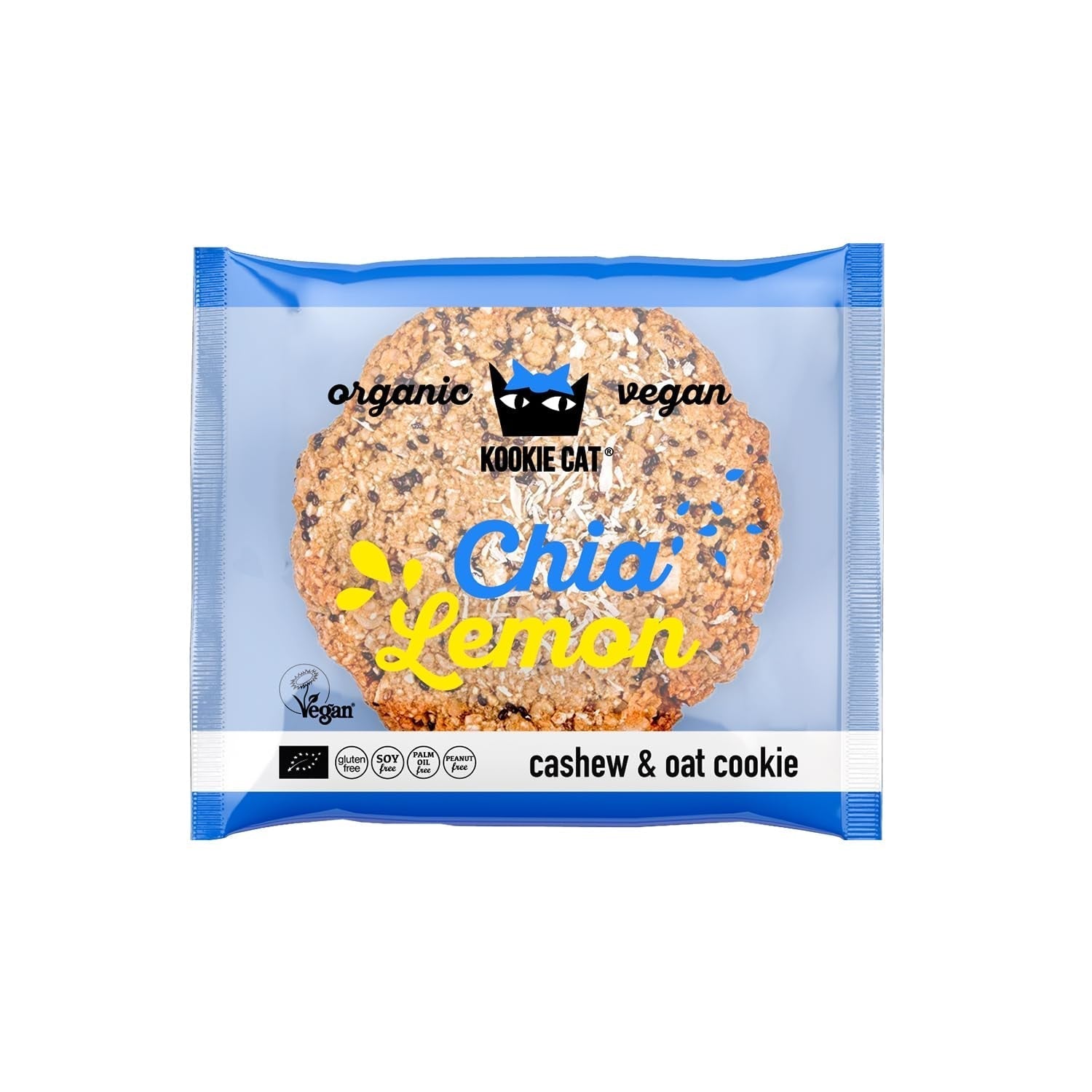 Chía y Limón - Galletas veganas envueltas individualmente, sin gluten, sin soja, orgánicas, anacardos y avena - Paquete múltiple de 12 x 50 g