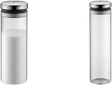 WMF Depot Tarro de almacenamiento de vidrio de 1,5 l de altura y 28,5 cm de altura Tarro de almacenamiento con tapa & Depot Tarro de vidrio de almacenamiento de 2 l de altura y 36 cm de altura Tarro de almacenamiento con tapa Cajas de almacenamiento de alimentos Naty Shop Paquete de tarros de vidrio de 2 l