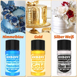 Essbarer Glitzer - 3 Torten Kuchen Deko Essbare, Lebensmittelfarbe Flüssiges metálicos, Purpurina comestible para muffins, cócteles, malvaviscos - 10Ml Naty Shop