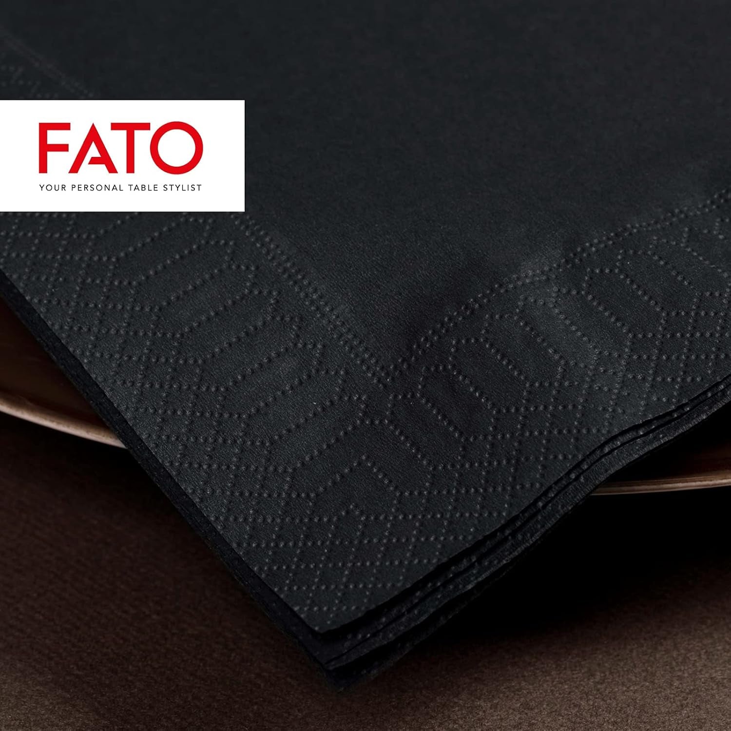 , Servilletas de papel desechables, ideales para almuerzos informales y buffets, paquete de 50 servilletas, tamaño 33X33, 4 capas, 2 capas, negro, certificado Fsc (paquete de 2)