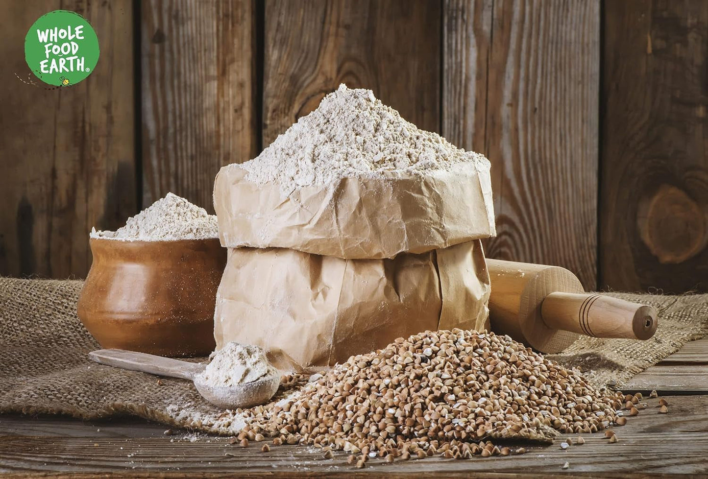 Wholefood Earth Harina de Trigo Sarraceno Orgánica 1kg | Crueles | Sin OGM | Vegano | Certificado orgánico