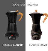 Jocca Cafetera Eléctrica Italiana Aluminio 6 Tazas Cafetera Manual Portátil con Mango de Madera Estilo Moca Negro