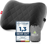 HIKENTURE Almohada Hinchable para Camping/Viaje con Funda de Almohada Extraíble, Almohada Ergonómica, Cómoda Almohada para el Cuello para Viajes/Al Aire Libre, Almohada Inflable para el Cuello de Viaje (Verde)... Almohadas Ortopédicas Cervicales Naty Shop Negro