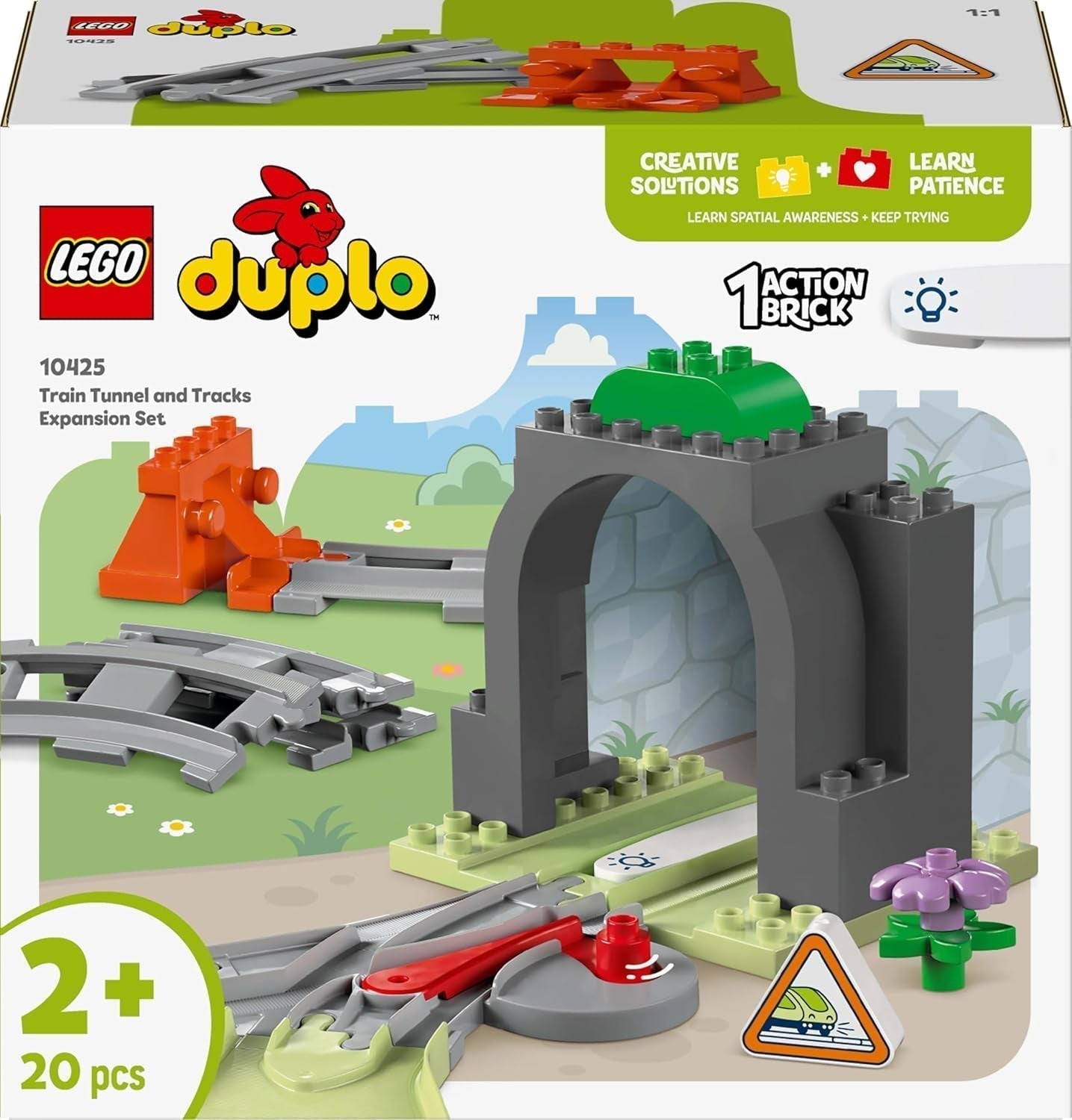 LEGO DUPLO Town Túnel y vías del ferrocarril - Set de expansión, regalo para niños pequeños, fomenta la destreza, juego para fanáticos de los vehículos de 2 años, juguete de aprendizaje creativo 10425 Juegos de construcción Besuche den LEGO-Store