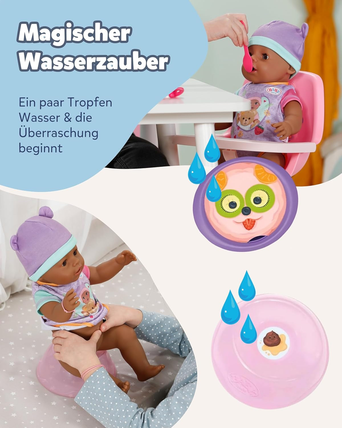 BABY Born Eva - muñeca bebé 43 cm - 10 funciones incluidos accesorios y colchón - Funciona completamente sin pilas - Apto para niños a partir de 3 años