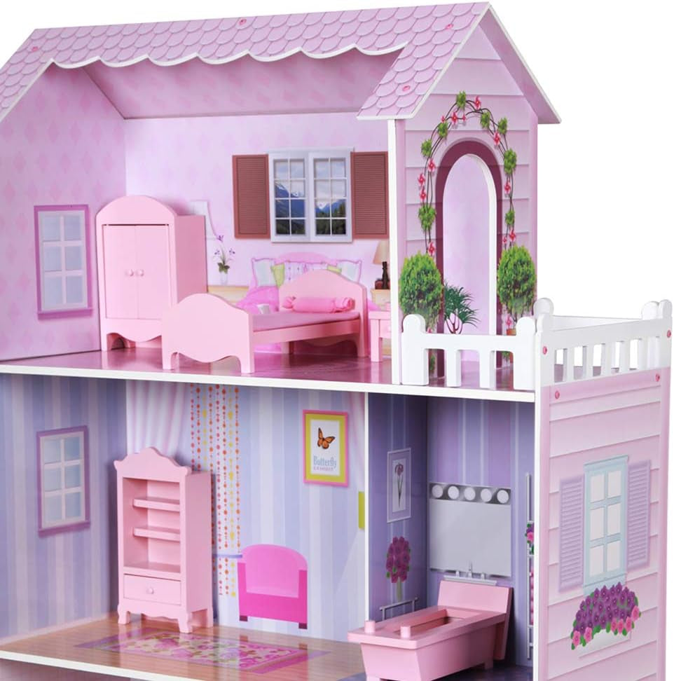 WOOMAX Colorbaby 85293 Casa de Muñecas de Madera Naty Shop Casas de muñecas