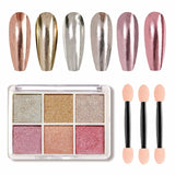 GZMAYUEN Chrom Pulver para uñas 6 colores espejo cromo uñas polvo pigmento polvo uñas arte