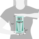 EHC113M# Cafetera espresso personal compacta con filtro de una sola porción con taza térmica de viaje de acero inoxidable en el interior Filtro reutilizable de café molido Verde menta 400 ml