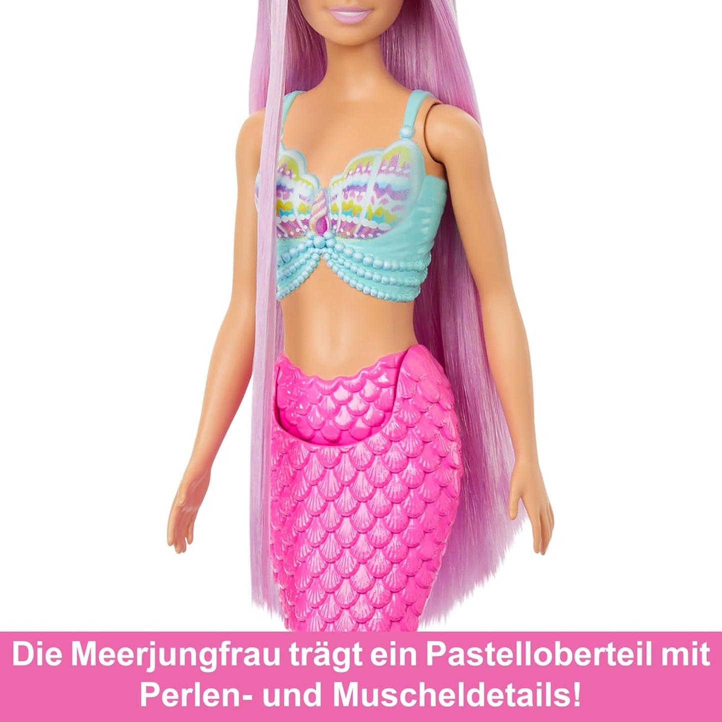 Muñeca Barbie Sirena: con pelo largo rosa y accesorios de peinado personalizados, que incluyen cepillo, bonita concha y aletas rosas, para edades de 3 años en adelante, HRR00 Naty Shop Dolls