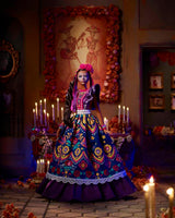 Muñeca Barbie del Día de Muertos 2022 con vestido tradicional con volantes, corona de flores y pintura facial de calavera, regalo para coleccionistas