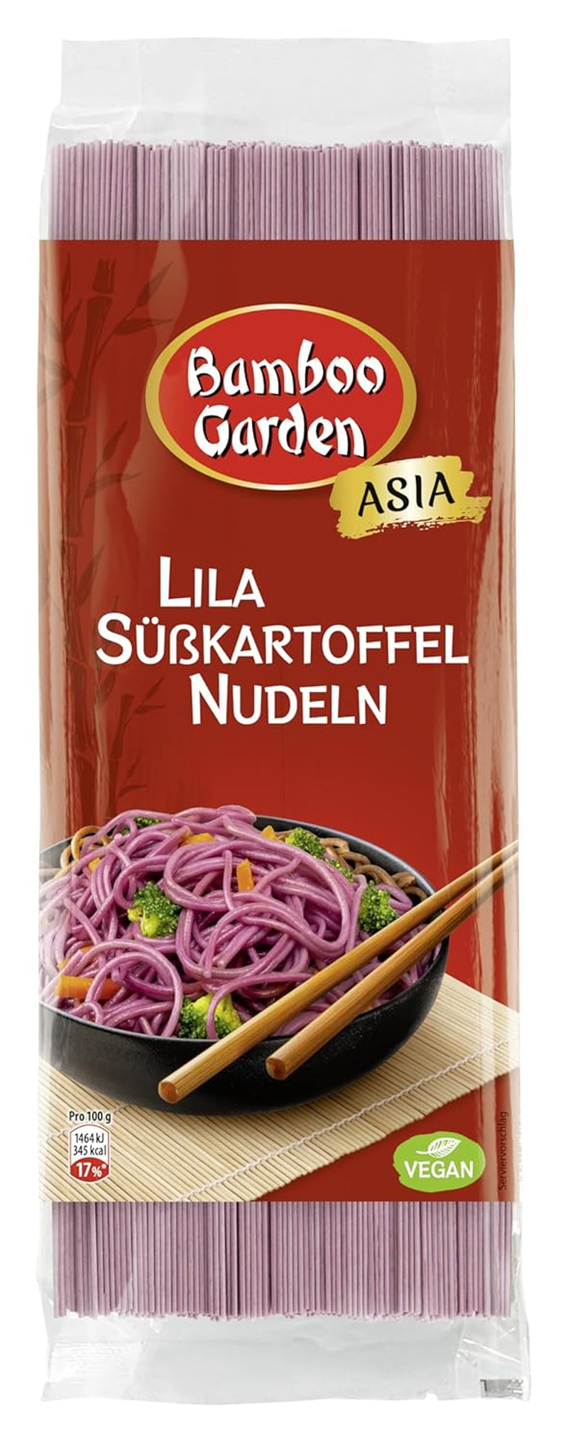 Bamboo Garden - Fideos de camote morado | Fideos finos con un suave sabor a nuez | Ideal para tazones y ensaladas | Rápido de preparar bolsa de 250 g