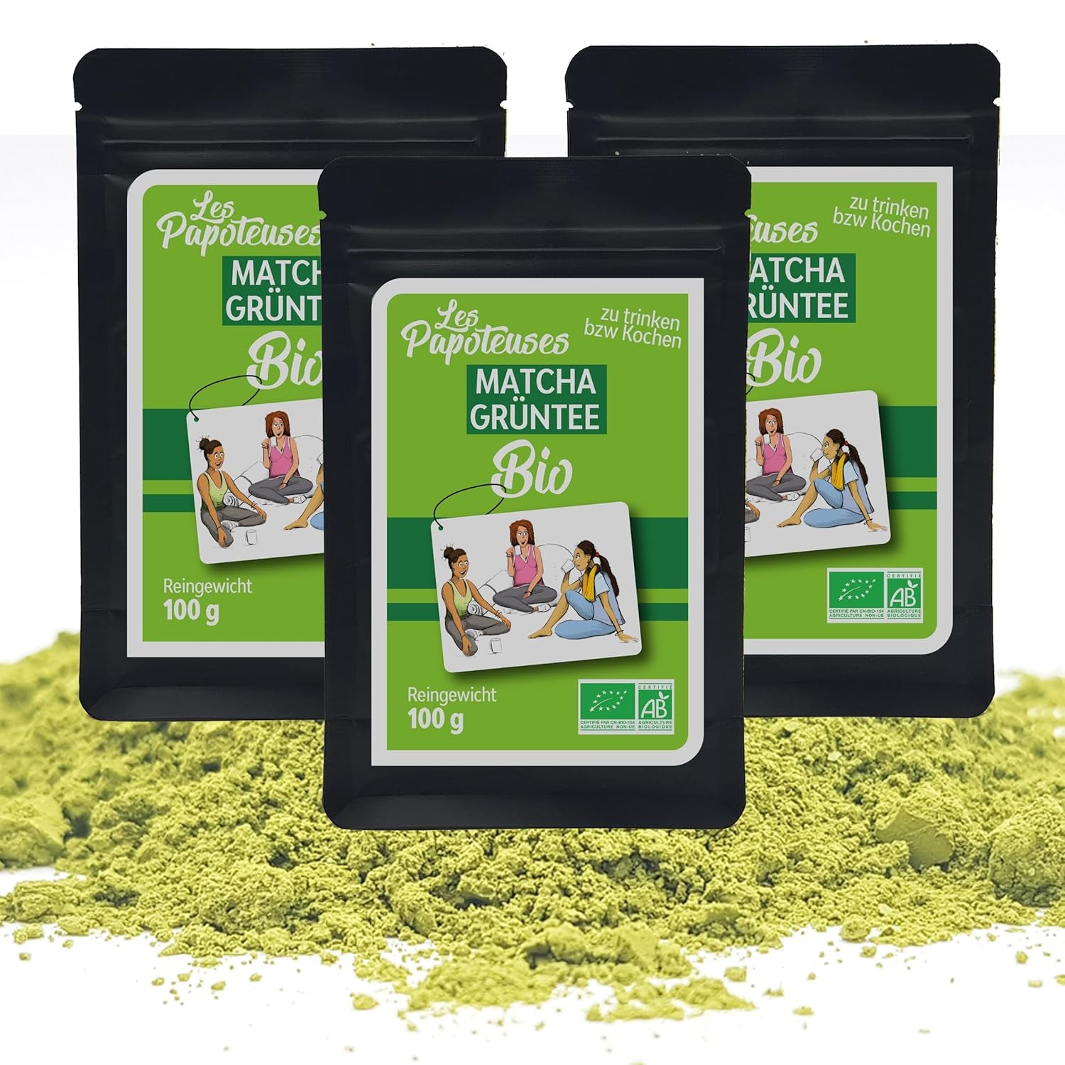 | Matcha orgánico en polvo 100 g | Té verde Matcha en polvo grado ceremonial | 100% natural y de primera calidad | Té desintoxicante | Compatible con set Matcha, tallo, cuenco y vaso.
