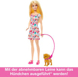 Muñeca Barbie Dog Duo y accesorios, incluye perro pequeño y perro grande con silla de ruedas, correa, plato de comida, cama para mascotas y huesos de golosina, a partir de 3 años, HTK37 Naty Shop Dolls