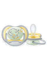 Chupete nocturno Philips AVENT Ultra Air para bebés de más de 18 meses que brilla en la oscuridad, paquete doble Nube/Tigre (modelo SCF376/01)