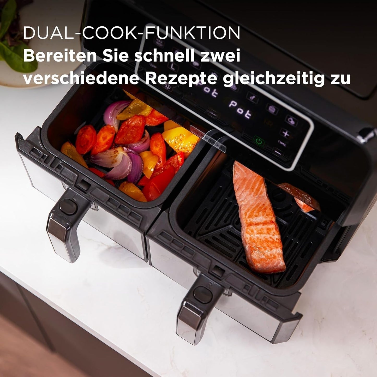 Kenwood Khealthy Twin Airfryer, 8L (2X4L), doble cámara, 8 programas, función Dual Cook & Sync Finish, pantalla táctil Electrodomésticos Naty Shop