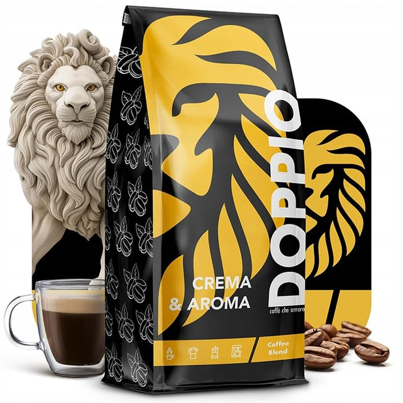Doppio Crema y Sabor 1KG | Granos de café 80% Arábica y 20% Robusta | con notas de cacao, nueces y caramelo | Tostado fresco y medio, baja acidez | para café expreso | Café Orca Azul