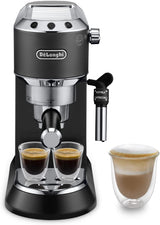 De'Longhi Dedica Style EC 685.B - Cafetera espresso con portafiltro, cafetera espresso con espumador de leche profesional, sólo 15 cm de ancho, para café molido o cápsulas ESE, depósito de agua de 1 l, negro
