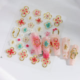 JMEOWIO 3D Nagelsticker Flor Colorida Nail Art Sticker Selbstklebend Nagelaufkleber 5D Stereoskopisch Primavera Verano Floral Dekoration Nageldesign Zubehör 4 Blatt