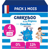 - Pañal talla 4 (7-18 kg) – saludable y extremadamente absorbente – 12 horas a prueba de fugas – ohne unerwünschte Substanzen – fabricado en Francia – precio asequible – 132 pañales desechables