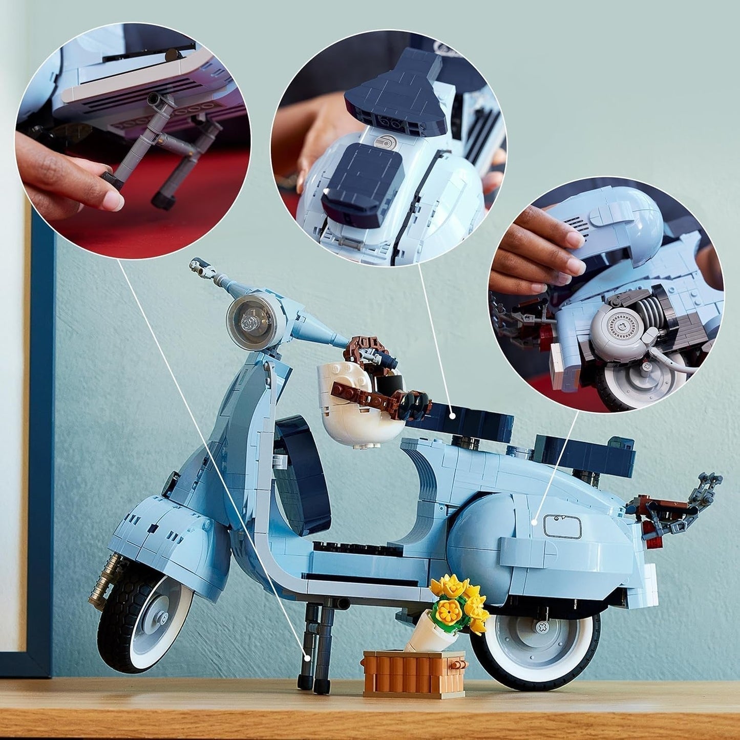 LEGO Icons Vespa 125, Modelo de motocicleta para construir, Scooter italiano vintage, Kit de modelo para adultos, Pieza de exhibición como decoración de la habitación, Regalos para mujeres y hombres 10298 Kits de construcción Besuche den LEGO-Store